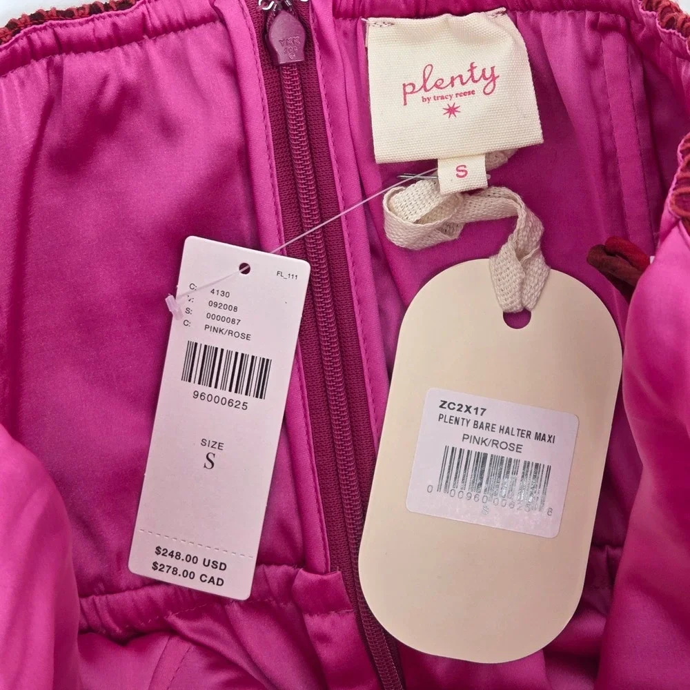 Plenty by Tracy Reese Bare Scarf Halter Maxi S‎ Pink Rose Ombre Dress Formal